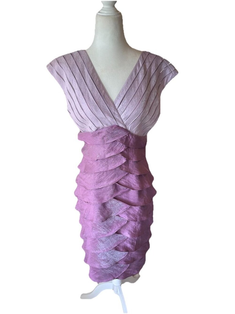 Adrianna Papell Dress Purple Two Toned Tiered Sleeveless Sheath Sz 8 Weddings